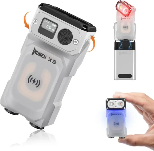 Vista 11 de WUBEN X3 Mini linterna recargable con base de carga 180 grados Linterna tipo llavero EDC Gira Ip65 Impermeable Imán Linterna de bolsillo 10 modos