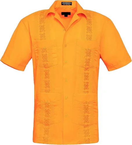 Vista 3 de Camisa cubana plisada ligera y bordada Guayabera para hombre