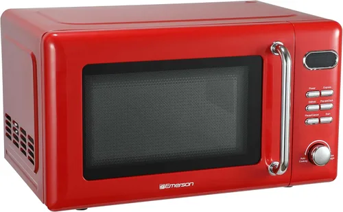 Vista 2 de Emerson MWR7020RD Horno Microondas Compacto Retro de Encimera con Control de Botones, Pantalla LED, 700W 5 Niveles de Potencia, 8 Menús Automáticos