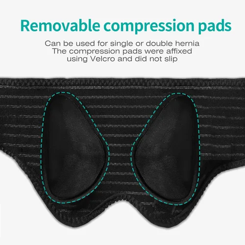 Vista 6 de lefeke Cinturones de hernia para hombres, inguinal, soporte de hernia para aliviar el dolor de ingle, armadura de hernia para bilateral, protector