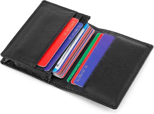 Vista 4 de HAWEE - Cartera de bolsillo frontal para hombre, cuero auténtico RFID