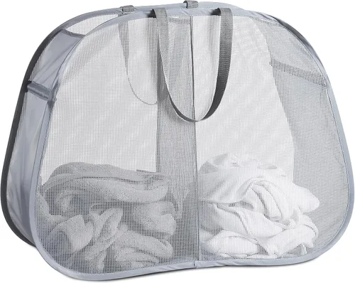 Vista 8 de Cesta de lavandería emergente de malla Seiritex 115L, cesta de lavandería plegable de gran capacidad extra, cesta de almacenamiento de ropa plegable