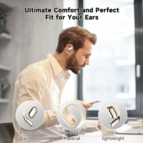 Vista 4 de Auriculares Bluetooth 5.4 de Oreja Abierta, Auriculares Inalámbricos Deportivos Sobre la Oreja con Micrófono Integrado con Ganchos para las Orejas