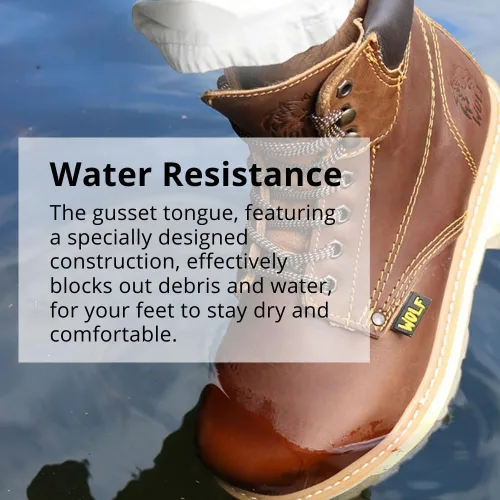 Vista 2 de Wolf Work Boot 100% Genuine Upper Leather Oil, Impact, Abrasion Resistant Electrical Hazards Non-Slip Rubber Sole Steel Toe Padded