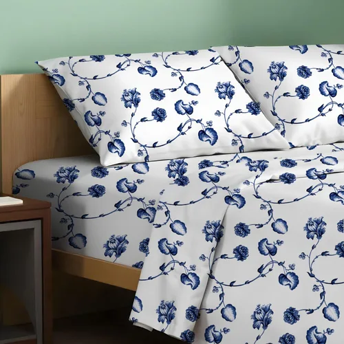 Vista 16 de TEXAS LINEN CO. Paquete de 2 juegos de sábanas de percal de algodón 100% orgánico, suaves, transpirables y refrescantes, con esquinas profundas