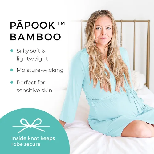 Vista 5 de Posh Peanut Bata de mamá para maternidad, parto de parto, ropa de descanso de lactancia suave, viscosa de bambú