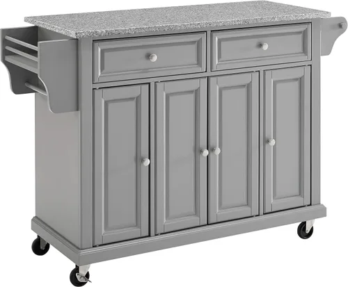 Vista 11 de Crosley Furniture isla de cocina con ruedas, Madera, Negro