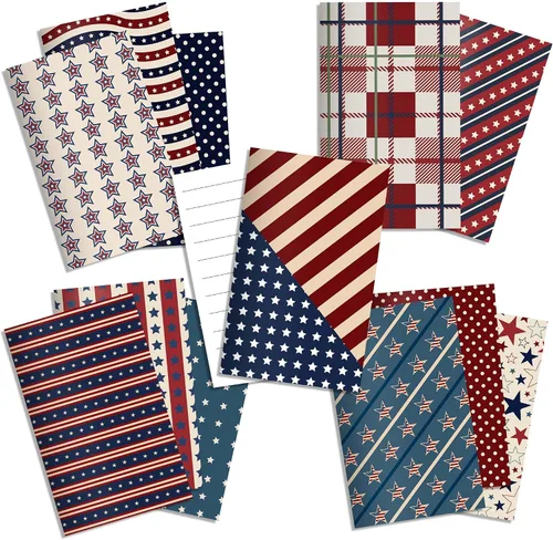 Vista 3 de 24 mini blocs de notas patrióticos, 12 diseños distintivos de color rojo, blanco y azul, de 3.15 x 4.92 pulgadas, blocs de notas de bolsillo