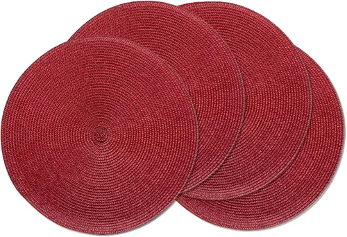 Vista 32 de AHHFSMEI Juego de 6 manteles individuales redondos trenzados de 15 pulgadas para mesas de comedor, tejido natural, resistentes al calor, color beige