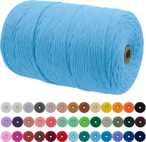 Vista 110 de JeogYong Cordón de macramé de un solo hilo 3 mm x 109 yardas (328 pies) Cuerda de algodón suave Hilo de macramé de 3 mm, suministros de macramé