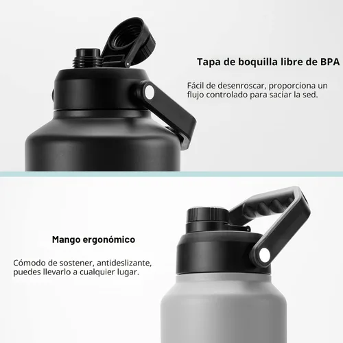 Vista 4 de BJPKPK Botella de agua aislada de un galón (128 onzas), de acero inoxidable, apta para lavavajillas, jarra sin BPA con mango ergonómico y parte