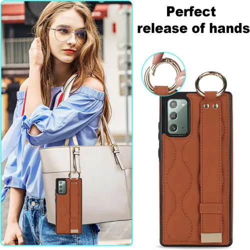 Vista 4 de Asuwish Funda de teléfono para Samsung Galaxy Note 20 5G con protector de pantalla y correa para la muñeca, soporte de pulsera, anillo de silicona