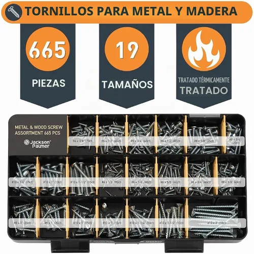 Vista 8 de Jackson Palmer - Kit surtido de herramientas de 2251 piezas con tornillos, tuercas, pernos y arandelas (3 bandejas)