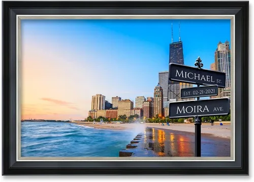 Vista 147 de IPIC - Personalized Framed Canvas with Custom Street Sign in Boston Personalized Street Signs with Names, Custom Canvas Print, Boston Sunset