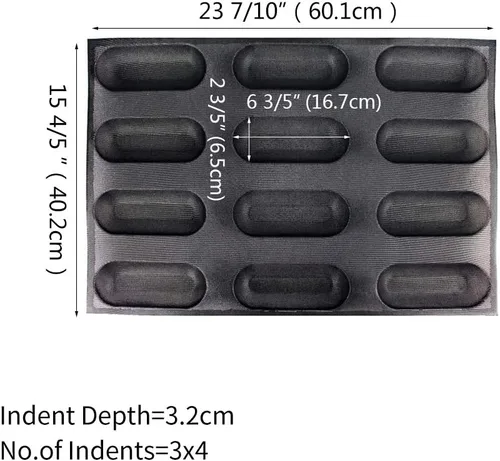 Vista 2 de FETESUR Moldes para perros calientes, moldes antiadherentes para pan de pan, molde de silicona de grado alimenticio, 12 panes de 40 x 60 pulgadas
