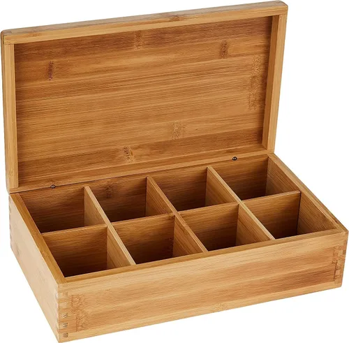 Vista 8 de Lipper International Caja de té de madera de bambú con tapa transparente, 8 compartimentos, 12-1/2" x 7-1/2" x 3-5/8