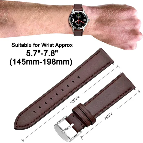 Vista 2 de ANNEFIT Correa de reloj de 0.630 in, 0.669 in, 0.709 in, 0.748 in, 0.787 in, 0.827 in, 0.866 in, 0.945 in, correa de reloj clásica de piel de cera