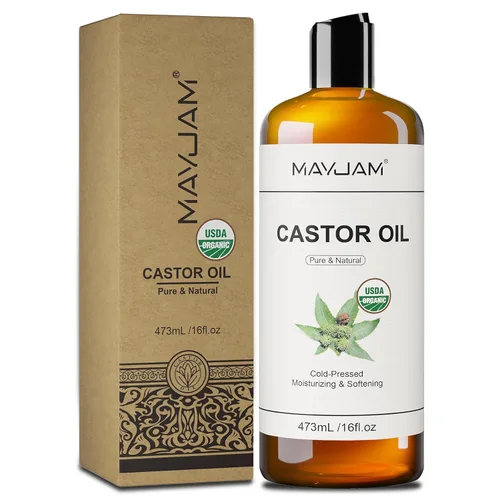Vista 8 de MAYJAM Aceite de ricino orgánico de 16 onzas, aceites de ricino prensados en frío 100% puros para el crecimiento del cabello, cejas, pestañas