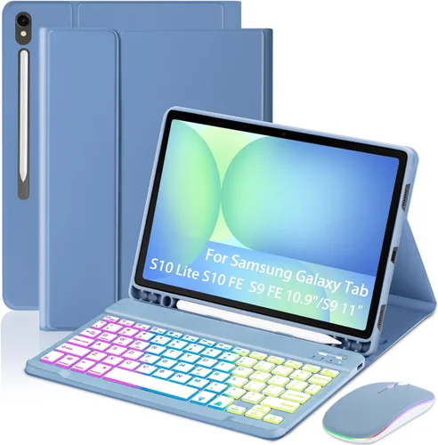 Vista 13 de EAMPANG Funda con teclado Trackpad Mouse para Samsung Galaxy Tab S10+ Plus/S9 FE+ Plus/S9+ Plus/S8+ Plus/S7 FE/S7+ Plus 12.4 pulgadas, Smart