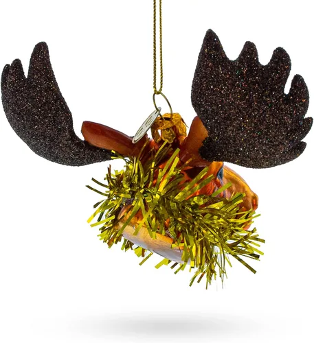Vista 7 de Majestic - Adorno navideño de cristal soplado con cuello de oropel