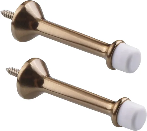 Vista 11 de Triumph Hardware Tope de puerta de bronce antiguo rígido resistente de 3 pulgadas con punta de goma suave, tope de puerta sólido de metal