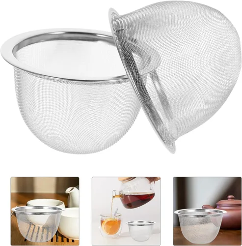 Vista 8 de Operitacx Infusor de filtro de té de acero inoxidable resistente para té de hojas sueltas, inserto de malla para teteras de 2.83 pulgadas
