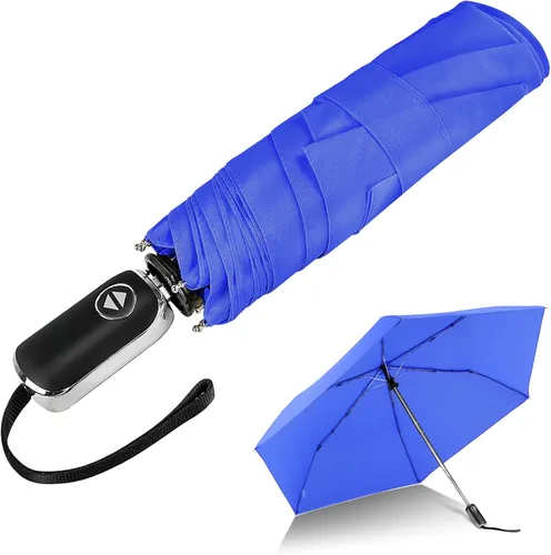 Vista 105 de LEAGERA Paraguas de viaje compacto para bolso, mango plano, impermeable para lluvia ligera