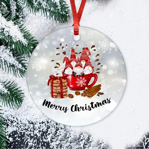 Vista 7 de ArogGeld Adorno redondo de cerámica con diseño de gnomo de Navidad, recuerdo de porcelana plana, árbol de Navidad, vacaciones, decoración de fiesta