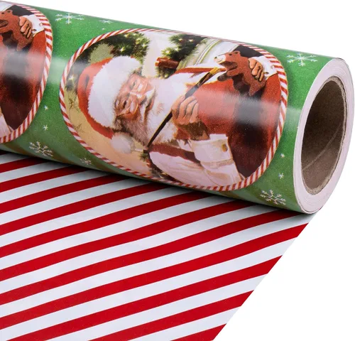 Vista 8 de RUSPEPA Reversible Christmas Wrapping Paper Roll, Mini Roll, Gingerbread Pinecone and Snowflake Design Gift Wrap for Christmas Presents, Winter