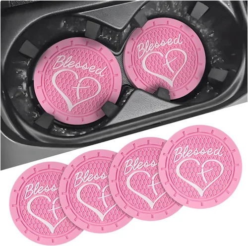 Vista 12 de AICEL Paquete de 4 posavasos para automóvil, inserto para portavasos de PVC suave de 7 cm, tapete antideslizante y a prueba de golpes cristiano