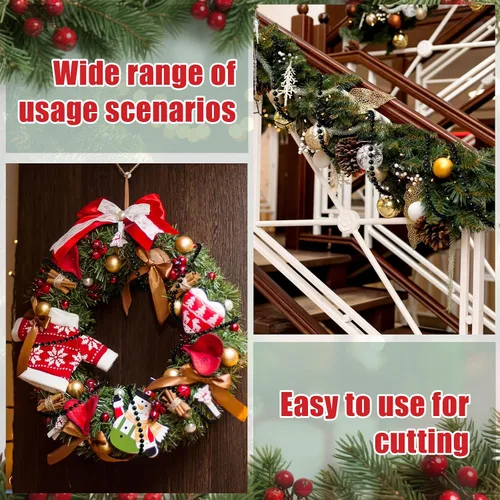Vista 3 de WILLBOND Cuentas de árbol de Navidad de 50 pies, guirnalda de perlas artificiales, rollo de cuentas de plástico para árbol de Navidad, boda, Negro
