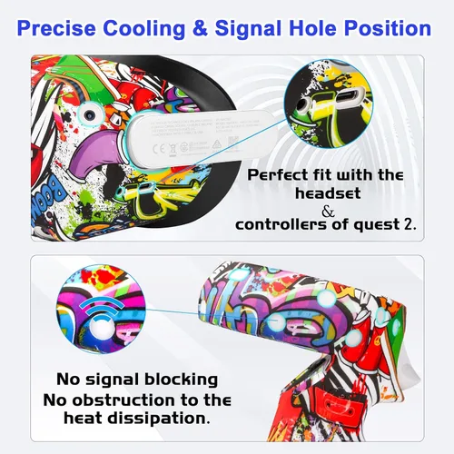 Vista 3 de Accessories for Oculus Quest 2, YIZEIJOB VR Protective Silicone Cover Skin Set Compatible with Meta Quest 2 - Street Graffiti