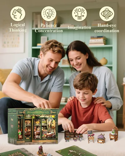 Vista 6 de Cutefun Kit de rincón de libros – Kit de rincón de librería en miniatura para adultos y adolescentes, rompecabezas de madera 3D con luz LED, regalos