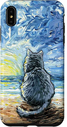 Vista 11 de Nebelung Gray Cat Starry Night Persian Russian Blue Art Case for iPhone 17