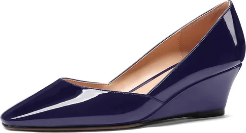 Vista 17 de MODENCOCO Zapatos de tacón bajo con cuña de tacón bajo para mujer, con puntera cuadrada, 2 pulgadas Beige