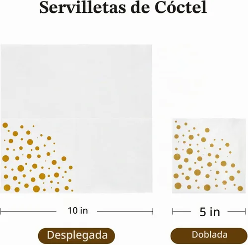 Vista 3 de Vplus Paquete de 100 servilletas de cóctel de papel, servilletas de 3 capas 100 oro