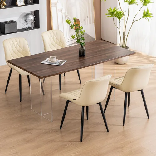 Vista 7 de YOUNUOKE Juego de 2 Sillas de Comedor de Mediados de Siglo Modernas Silla de Cocina Cómodas Sillas Tapizadas de Cuero Sintético Sillas de Cena