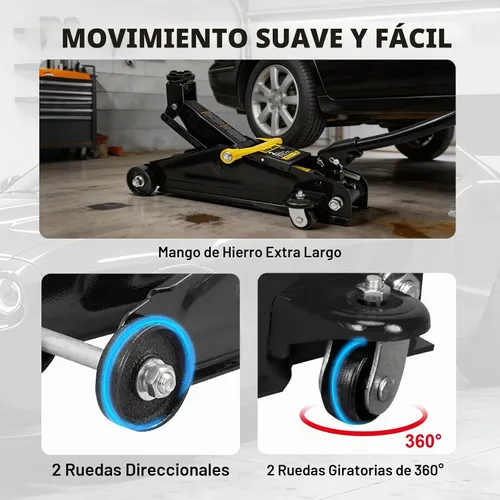 Vista 4 de Torin Gato hidráulico de piso de 2 toneladas, 4000 libras de capacidad, gato de servicio de carro de bajo perfil con rango de elevación de 5.2 a