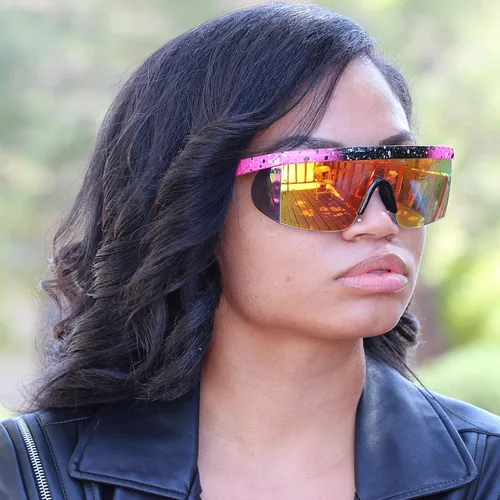Vista 5 de Flawless Eyewear - Gafas de seguridad parcialmente sin marco, estilo retro, mica con reflejo de arco iris, gafas de sol, patas en zigzag