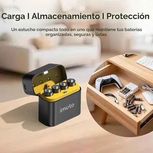Vista 9 de imuto Baterías AA recargables con cargador, 3000 mWh aa Litio Paquete de 4