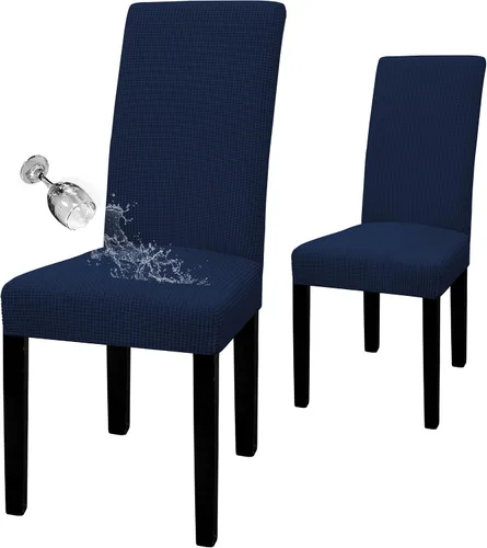 Vista 17 de Easy-Going - Juego de 2 fundas para sillas de comedor 100% impermeables, de tela Jacquard elástica, fundas protectoras removibles y lavables