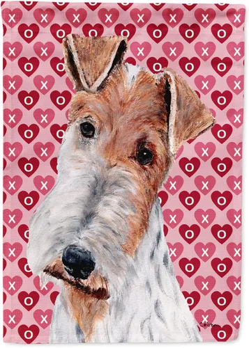 Vista 323 de Caroline's Treasures SS4484GF Bandera de jardín con diseño de bulldog inglés y corazones para el Día de San Valentín, bandera decorativa para patio