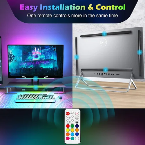 Vista 5 de WILLED Barra de luz RGB para debajo del monitor, luces de juego para configuración de juegos, escritorio RGB LED con control remoto, barra de luz