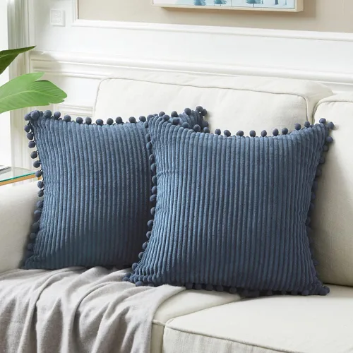 Vista 68 de Fancy Homi Juego de 2 fundas de almohada decorativas negras de 12 x 12 pulgadas con pompones para sofá y cama, decoración moderna de estilo bohemio