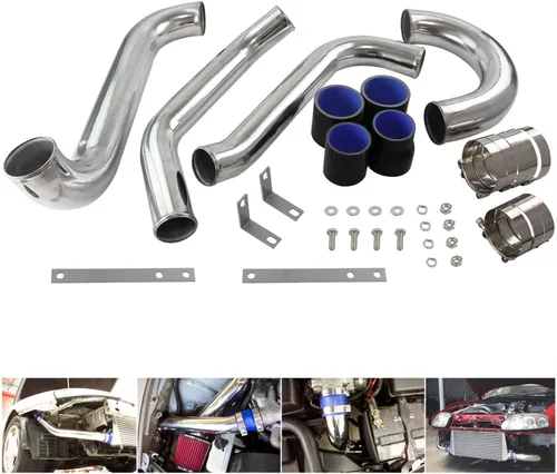 Vista 8 de Kit de tubos intercooler para Toyota Supra MK4 2JZ-GTE JZA80 2JZGTE Motor Twin Turbo 3.0L MKIV 1993-1998 (tubo plateado-negro)