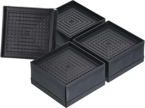 Vista 13 de uxcell Elevadores de cama, 4 piezas, elevadores de muebles de 1.5 pulgadas, elevador de sofá cuadrado ajustable con alfombrilla antideslizante
