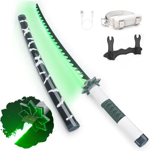 Vista 14 de Zisu Espada Katana LED brillante de anime para cosplay, espada iluminada recargable de 40 pulgadas con soporte y cinturón