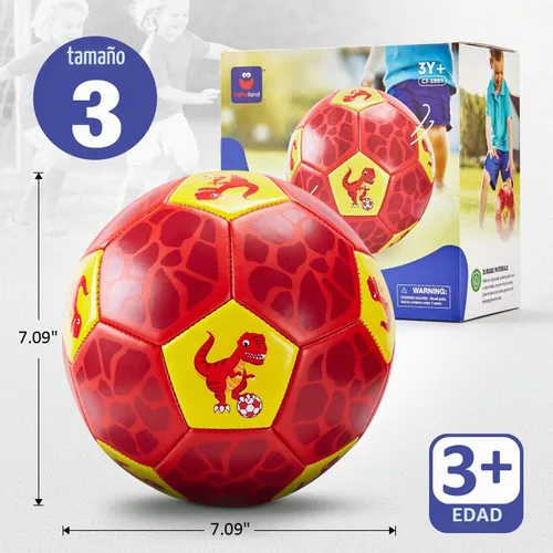 Vista 7 de hahaland Balón de fútbol tamaño 3 para niños con bolsa de malla de bomba Rojo