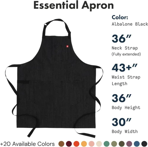 Vista 2 de hedley & bennett Essential Apron - Professional Chef Apron with Pockets & Adjustable Bib Strap for Cooking & Grilling
