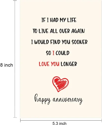 Vista 4 de Tarjeta de feliz aniversario para novia, novio, esposa, marido, divertida tarjeta de aniversario con texto en inglés "If I had My Life to Live All